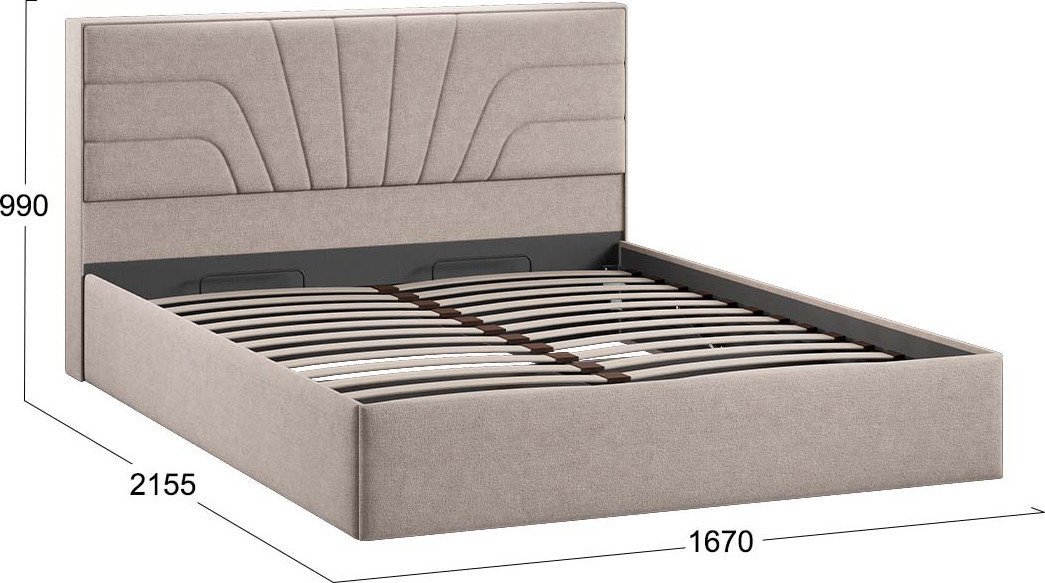 Кровать Трия Пандора с ПМ и заглушиной 160x200 Тип 1 (микрошенилл Relax Latte)