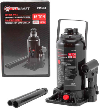 Бутылочный домкрат ForceKraft FK-T91604(DS) 16т