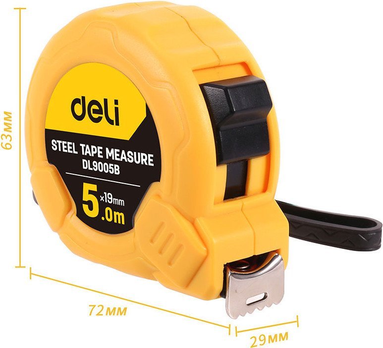 Рулетка Deli YS EDL9005B (5мx19мм, желтый)