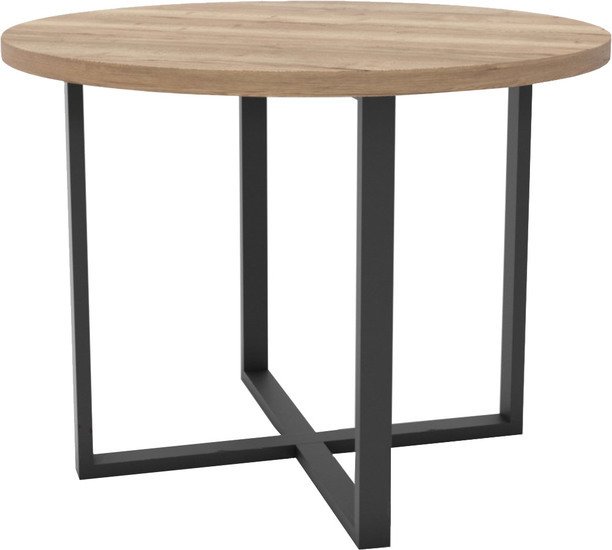 Кухонный стол Hype Mebel Раунд раздвижной 80x80 (черный/дуб галифакс натуральный)