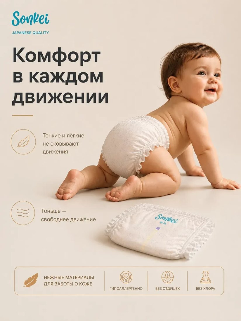 Подгузники Sonkei Super Thin S 4-8кг (64 шт)