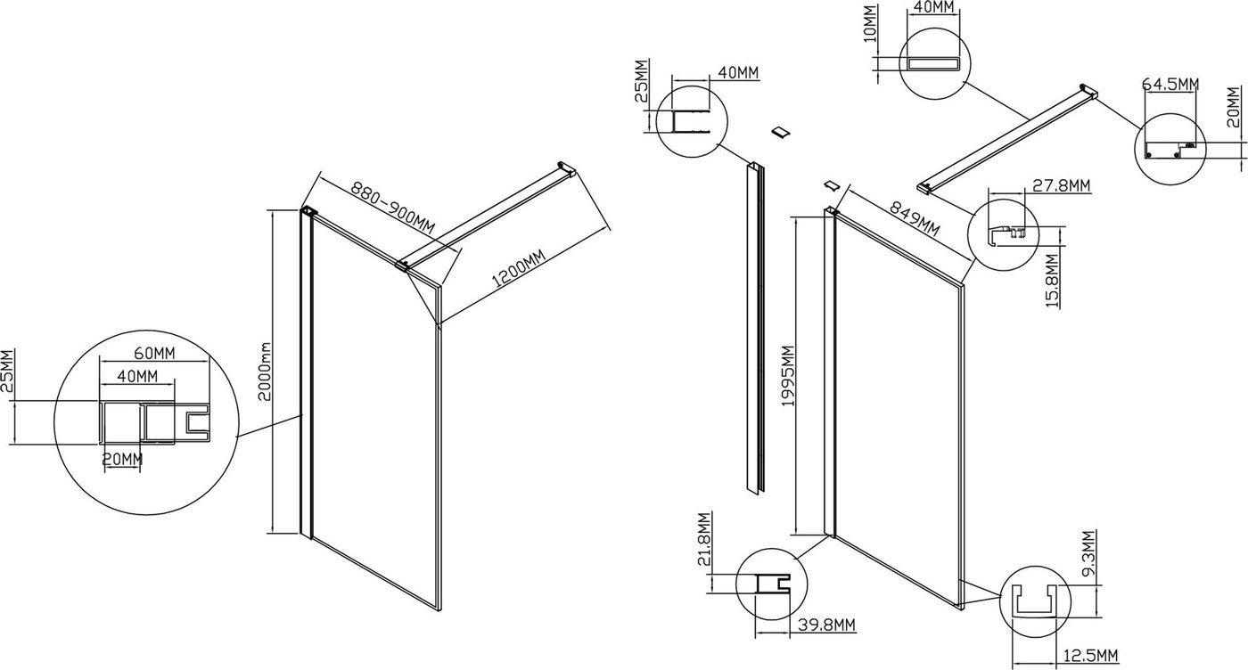 Душевая стенка Vincea Walk-In VSW-1HS900CLGM