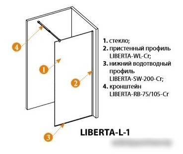 Душевая стенка Cezares LIBERTA-L-1-110-C-Cr