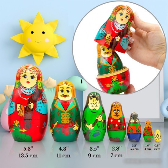 Развивающая игра Брестская Матрешка Русская народная сказка Царевна-Лягушка (набор 7 шт)