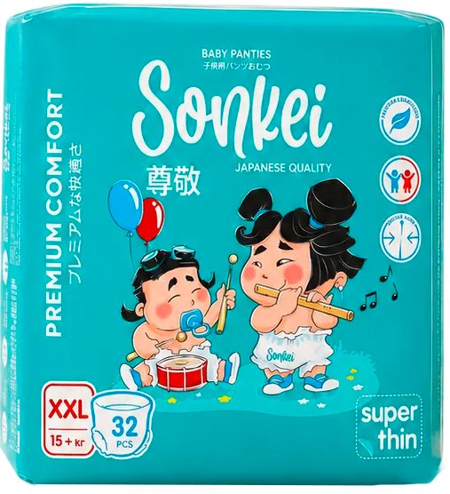Трусики-подгузники Sonkei Super Thin XXL 15+кг (32 шт)