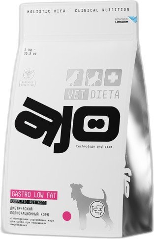 Сухой корм для собак AJO Vet Dieta Gastro Low Fat с пониженным содержанием жира при нарушениях пищеварения 2 кг