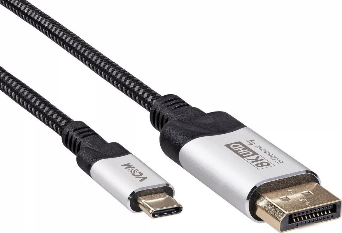 Кабель VCOM CU422VB-1.8 USB 3.1 Type C - DisplayPort (1.8 м, черный/серый)