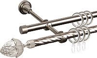 Карниз для штор АС ФОРОС Grace D16K/16Г составной + наконечники Шишка (3м, сатин)
