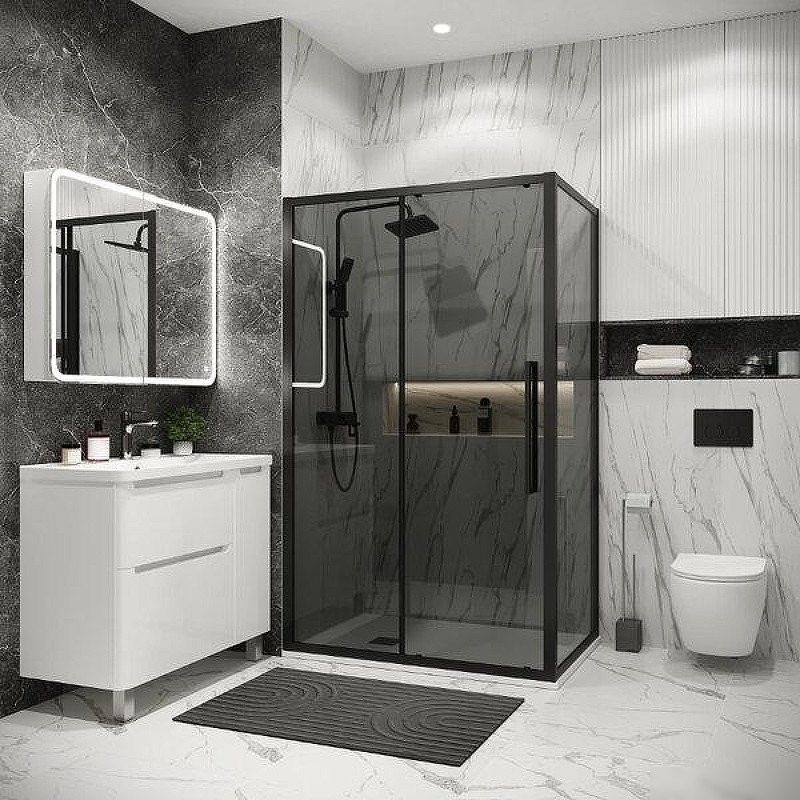 Душевой уголок Grossman Cosmo 130х100х195 120.K33.02.1310.21.10 (черный матовый/стекло тонированное)