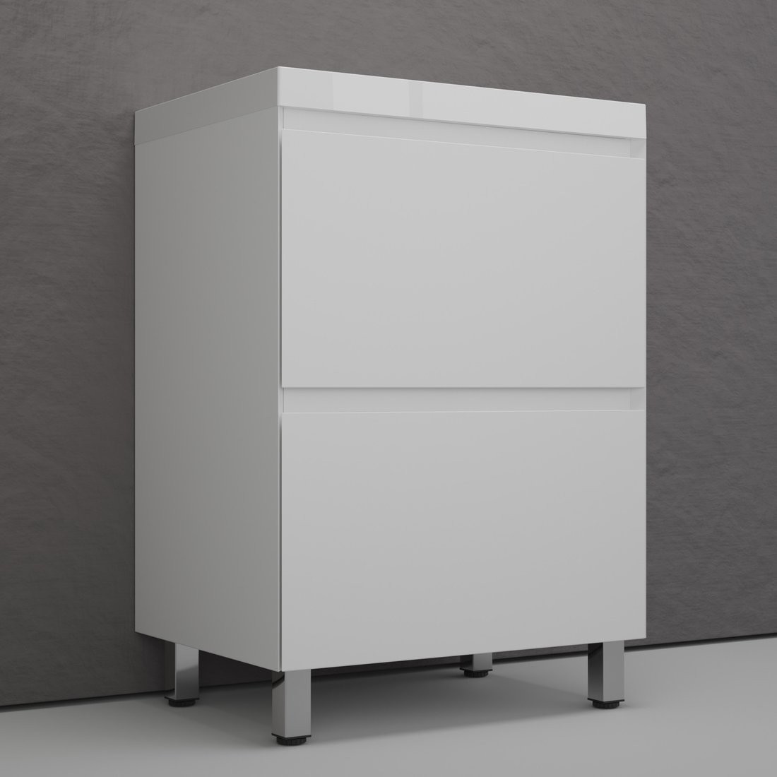 Symbolite Тумба под умывальник Манхэттен 60 Plus 2 ящика + Asti 60x45 (белый матовый/жасмин)