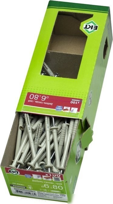 ЕКТ Гриб 6x80 BW000009 (100шт, нейлон)