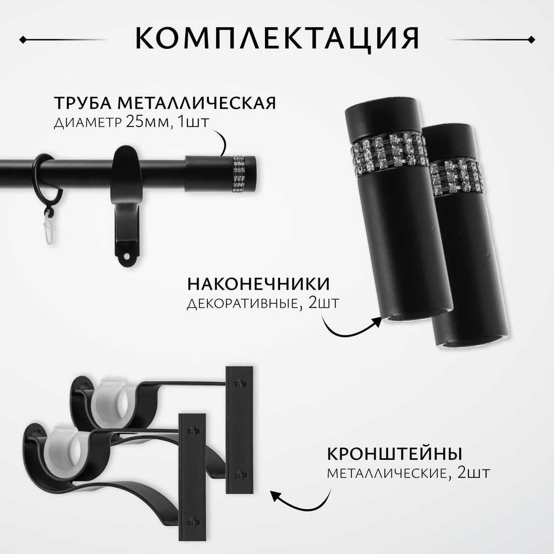 Карниз для штор Sundays Home Волна Имидж 25мм однорядный (черный матовый, 1.6м)