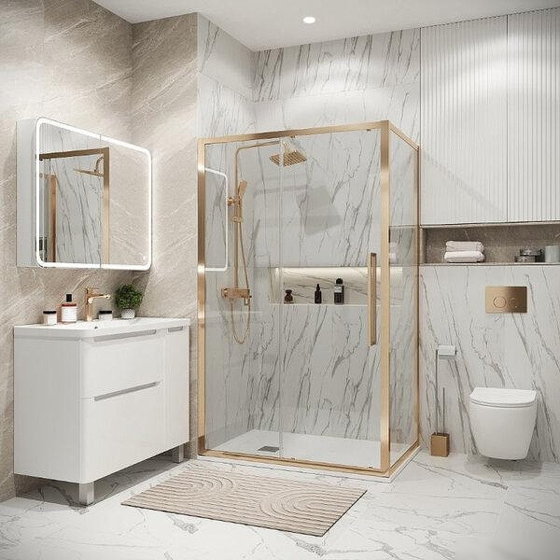 Душевой уголок Grossman Cosmo 120x100x195 120.K33.02.1210.32.00 (золото сатин/стекло прозрачное)