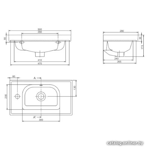 Умывальник CeraStyle Frame mini VB015F32R00
