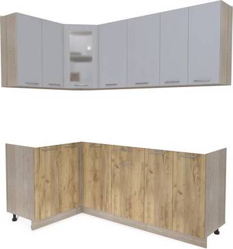 Готовая кухня Интерлиния Мила 12x20 без столешницы (серебристый/дуб золотой)