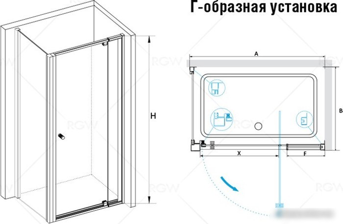 Душевой уголок RGW PA-32B (PA-02B + Z-050-1B) 41083299-014 90x90 (черный/прозрачное стекло)