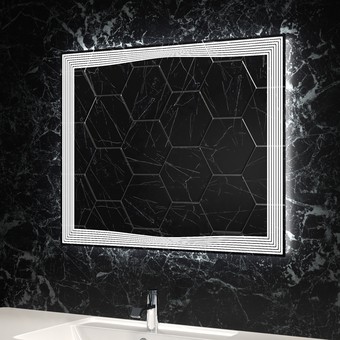 Пекам Зеркало LED Lines-100x80dp (сенсор на взмах руки/подогрев)