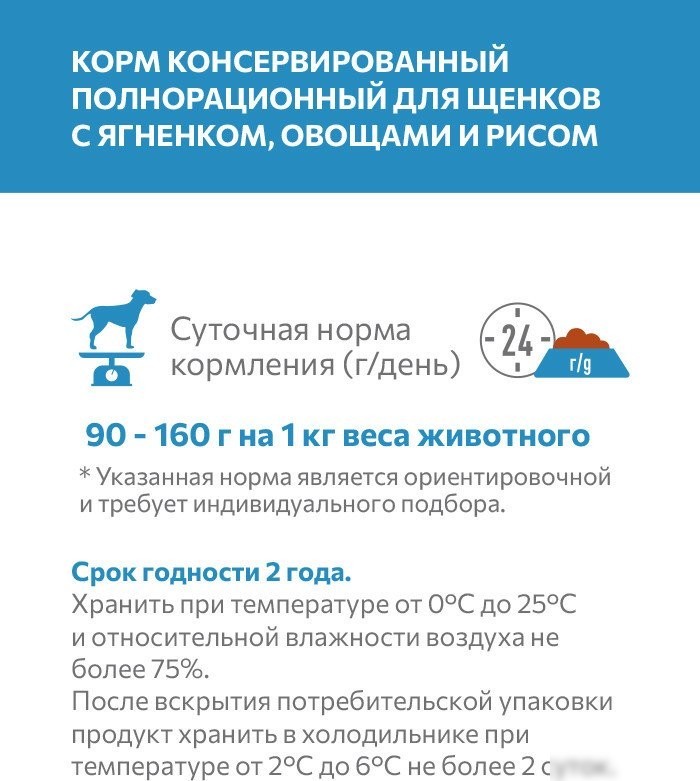 Консервированный корм для собак Sirius для щенков с ягненком, овощами и рисом 100 г