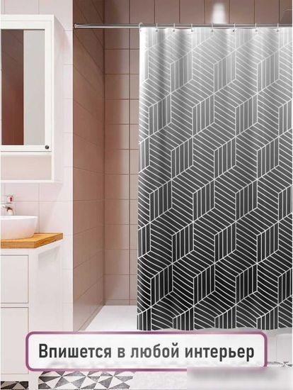 Шторка-занавеска для ванны Fora Delicate Black FOR-PH-DLB