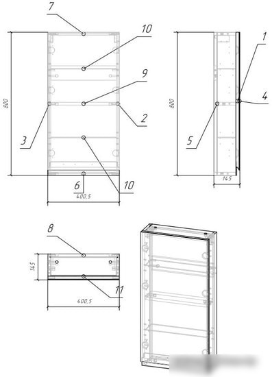 Cersanit Шкаф с зеркалом Moduo 40 LS-MOD40/WH
