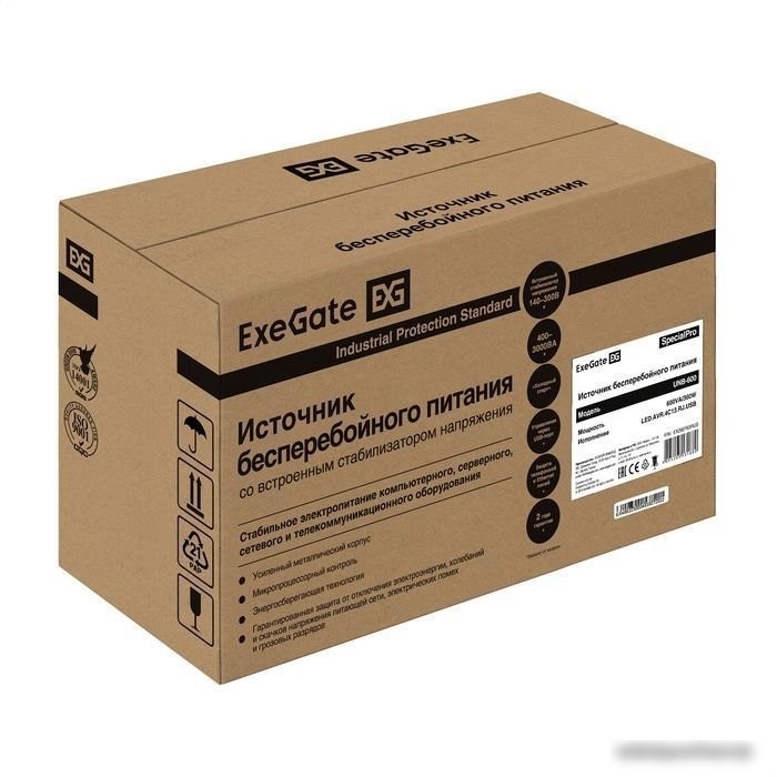 Источник бесперебойного питания ExeGate SpecialPro UNB-600.LED.AVR.4C13.RJ.USB EX292763RUS