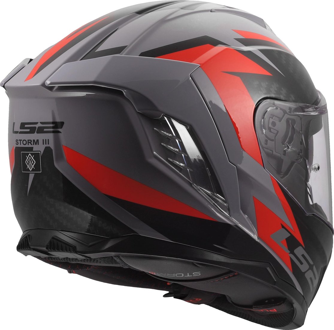 Мотошлем LS2 FF818 Storm III Dynamo (2XL, серый/красный)