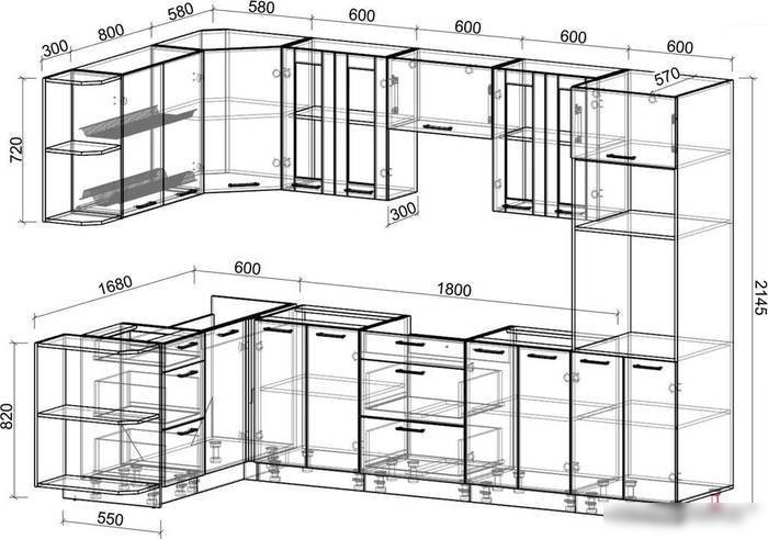 Готовая кухня Интерлиния Мила 1.68x3.0 левая без столешницы (дуб золотой/дуб золотой)