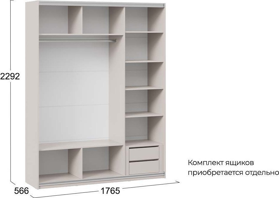 Шкаф-купе Трия Оскар Тиффани Т2 1800 282742 (серебро/кашемир/кашемир матовый)