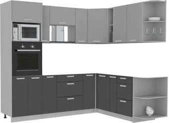 Готовая кухня Интерлиния Мила Лайт 1.88x2.4 правая без столешницы (серебристый/антрацит)