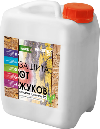 Антисептик Farbitex Profi Wood Защита от жуков концентрат 1:5 5 л