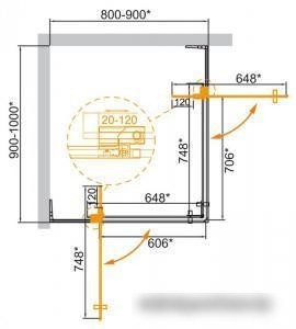 Душевой уголок Cezares SLIDER-AH-2-80/90-90/100-C-NERO