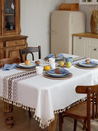 Скатерть Home One Linen Twigs 140x180 436213 (бежевый)