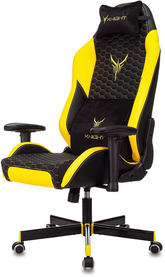 Игровое (геймерское) кресло Бюрократ Knight Neon (черный/желтый экокожа)