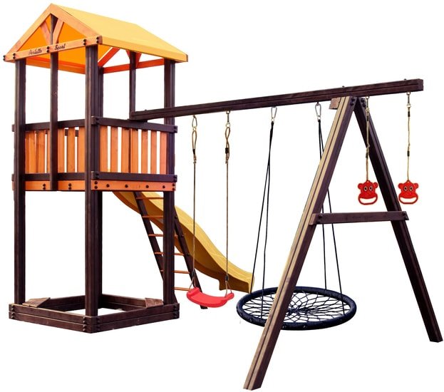 Игровой комплекс Perfetto Sport Pitigliano-3 + качели Паутина