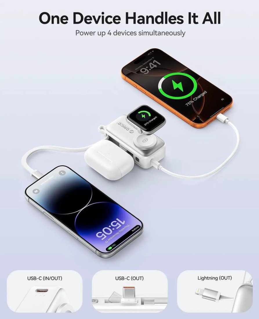 Внешний аккумулятор Orico S18-A 5000mAh (серебристый)