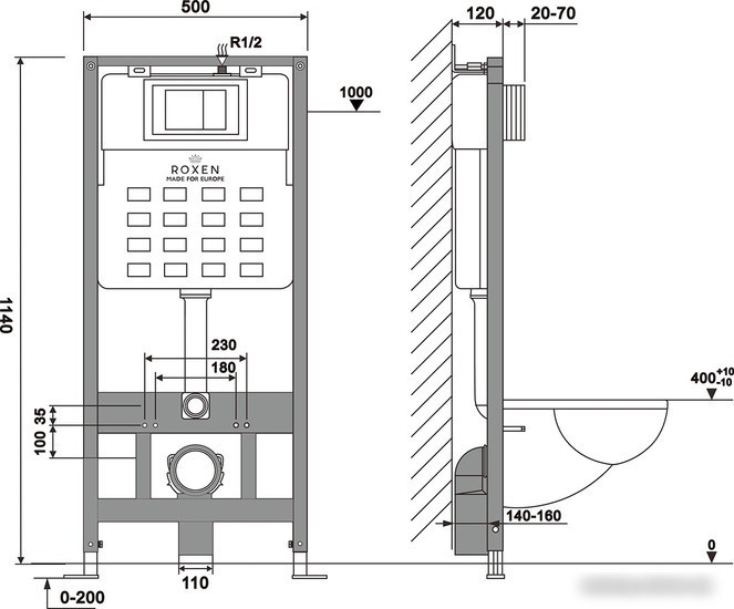 Инсталляция для унитаза Roxen StounFix Slim 966623