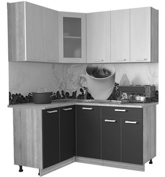Готовая кухня Интерлиния Мила 12x16 (бетон-антрацит-травертин)