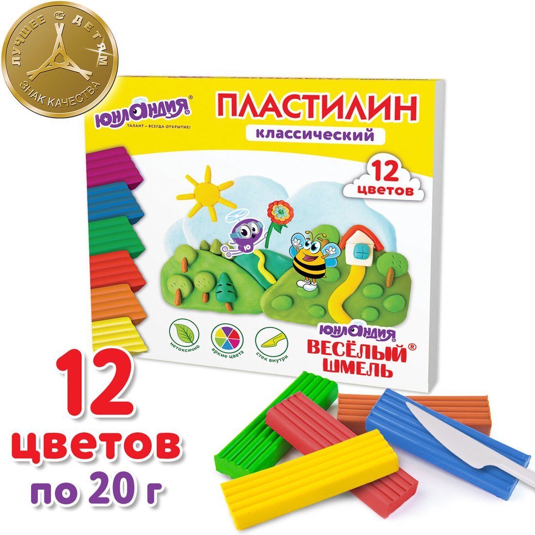 Пластилин Юнландия Веселый шмель 106431 (12 цв)