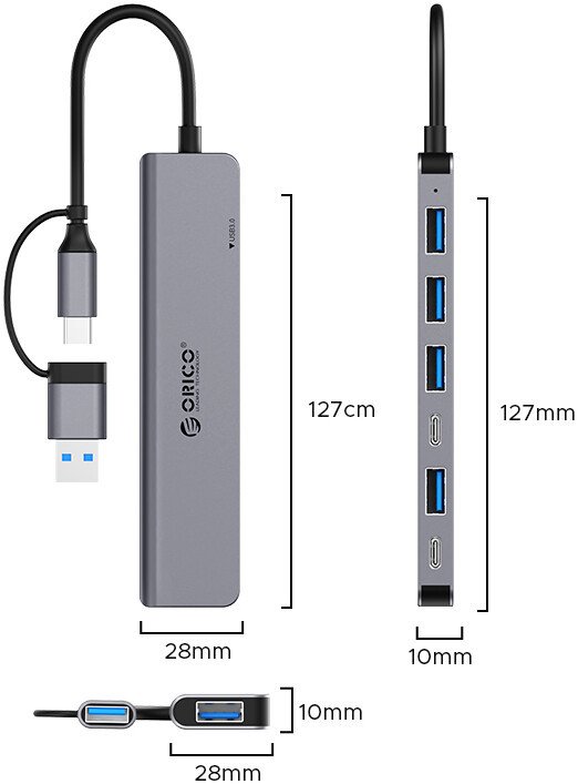USB-хаб Orico YSA7-U3-GY-BP