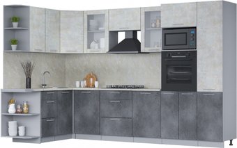 Готовая кухня Интерлиния Мила 1.68x3.2 левая (бетон лайт/бетон портленд/опал светлый)