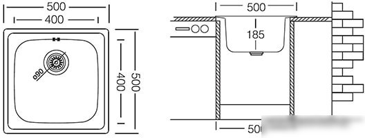 Кухонная мойка Ukinox Гранд GRP500.500-GT8K-C