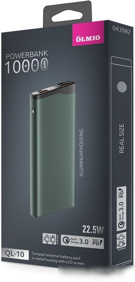 Внешний аккумулятор Olmio QL-10 10000mAh (серый)