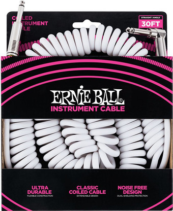 Гитарный кабель Ernie Ball P06045 6.3 мм - 6.3 мм (9.14 м, белый)