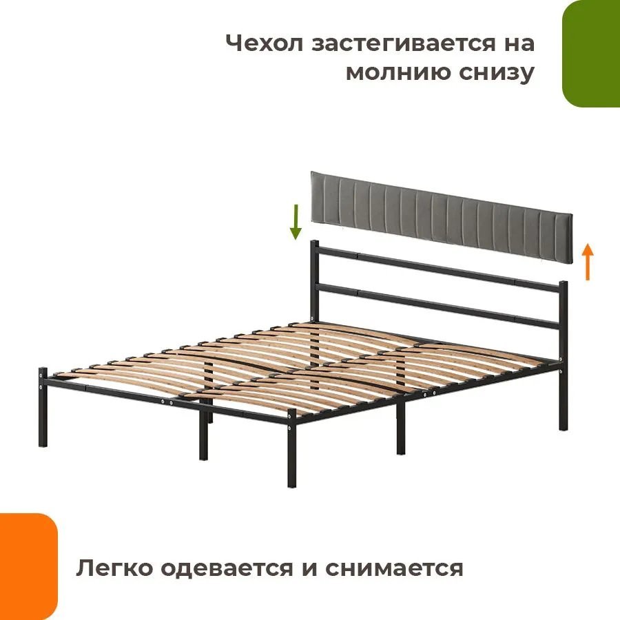 Кровать Домаклево Лофт Компакт 120x190 (черный/темно-серый велюровый чехол)