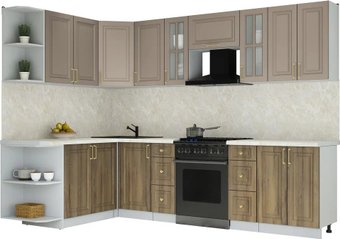 Готовая кухня Интерлиния Мила Шато 1.7x2.8 LV (луна/дуб вотан/опал светлый)