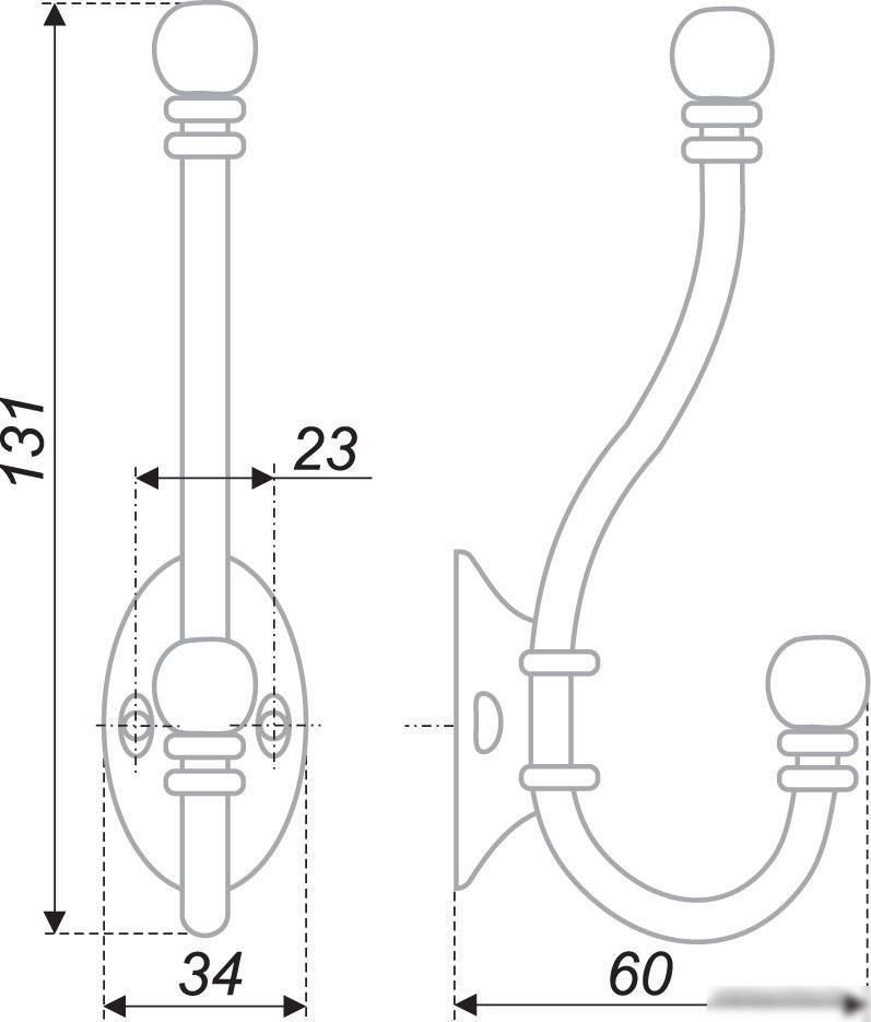 Крючок мебельный Boyard K209AB.6