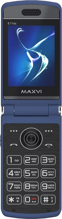 Кнопочный телефон Maxvi E11ds (синий/серебристый)