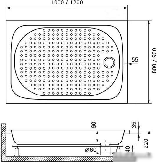 Душевой поддон RGW LUX/TN 90x100
