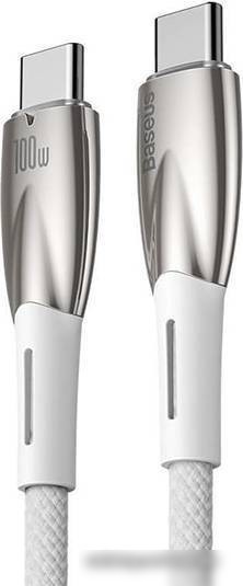Кабель Baseus Glimmer Series Fast Charging Data Cable USB Type-C - Type-C 100W CADH000702 (1 м, белый)