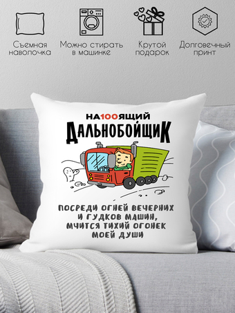 Декоративная подушка Print Style Настоящий дальнобойщик 40x40plat152